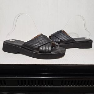 Madewell Alina Platform Sandals Slip On Black Leather CrissCross Women's Sz 8